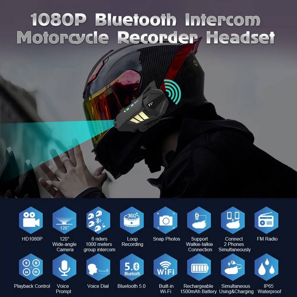 Водонепроницаемая гарнитура F1 + для мотоциклетного шлема, Bluetooth 5,0, переговорное устройство для 6 водителей, 1080P HD, мотоциклетный видеорегист...
Водонепроницаемая гарнитура F1 + для мотоциклетного шлема, Bluetooth 5,0, переговорное устройство для 6 водителей, 1080P HD, мотоциклетный видеорегист...