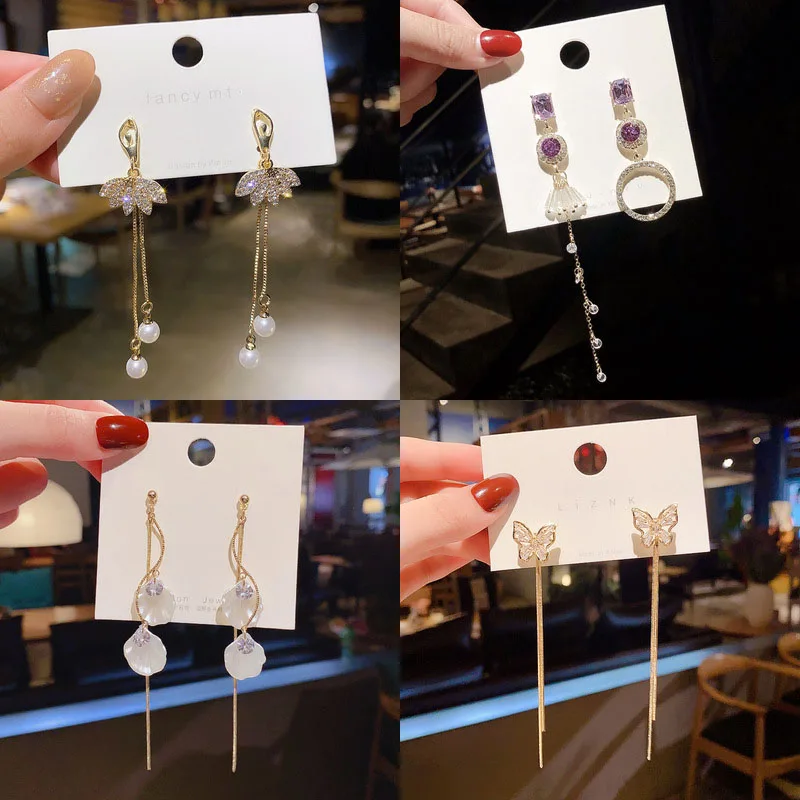 Korean Style Super Shining Crystal Wing Star Long Tassel Stud Earrings For Women Fashion Retro Pearl Earrings Wedding Jewelry
Korean Style Super Shining Crystal Wing Star Long Tassel Stud Earrings For Women Fashion Retro Pearl Earrings Wedding Jewelry
