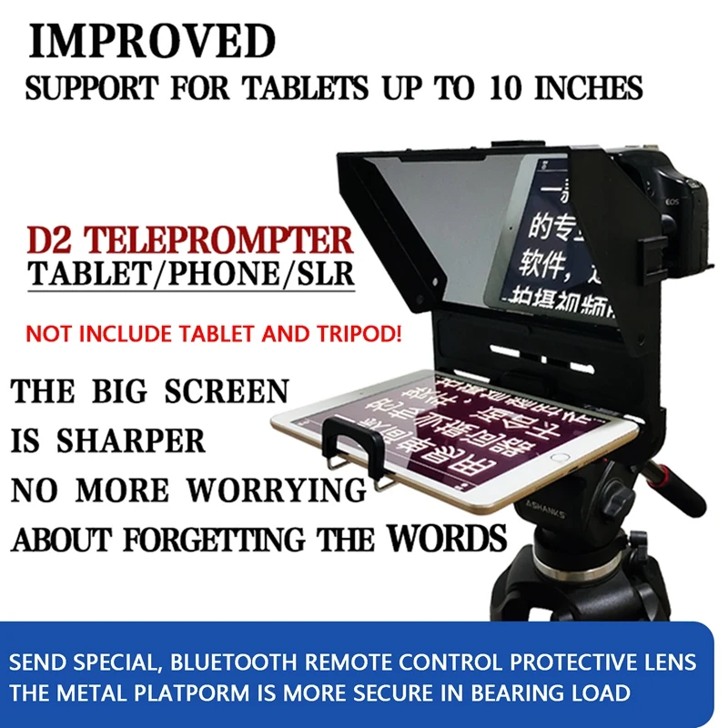 Teleprompter Phone/DSLR Recording Portable Inscriber Mobile Teleprompter with Remote Control for Phone Tablet iPad
Teleprompter Phone/DSLR Recording Portable Inscriber Mobile Teleprompter with Remote Control for Phone Tablet iPad