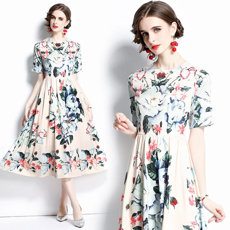 Simgent Flower Print Dress Woman Summer Short Sleeve Ruched A Line Elegant Flared Dresses Vestidos Robe Femme SG16101
Simgent Flower Print Dress Woman Summer Short Sleeve Ruched A Line Elegant Flared Dresses Vestidos Robe Femme SG16101