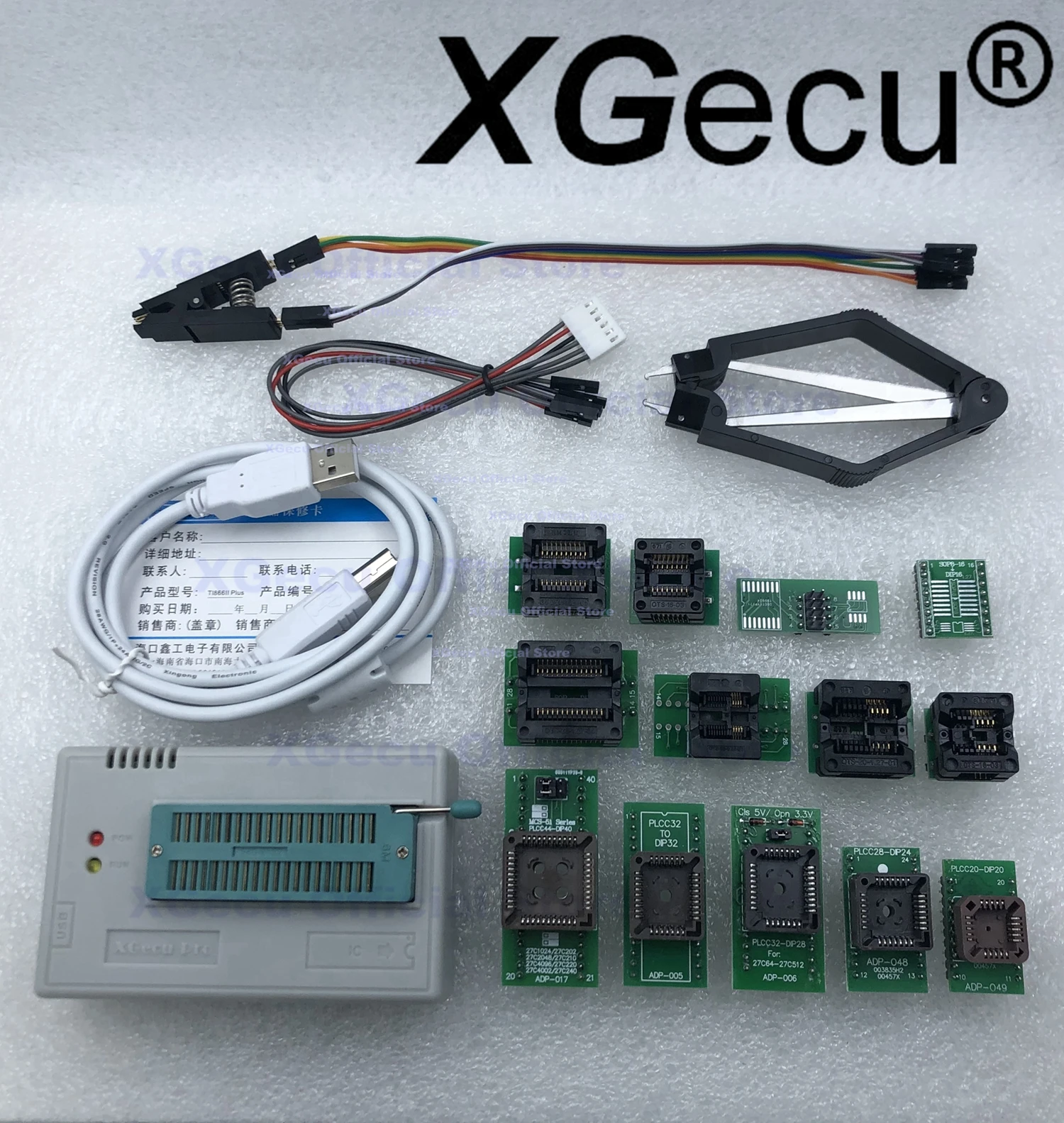 V10.90 XGecu TL866II плюс USB программист support15000 IC + 13 шт адаптеров SOP8 Testclip Спи нанд модель