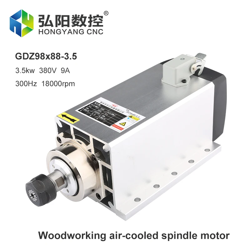 Spindle Motor 3.5kw Air-Cooled Square Spindle Motor 220V 380v ER20 Chuck For CNC Advertising Engraving Machine Router Wood 
Spindle Motor 3.5kw Air-Cooled Square Spindle Motor 220V 380v ER20 Chuck For CNC Advertising Engraving Machine Router Wood