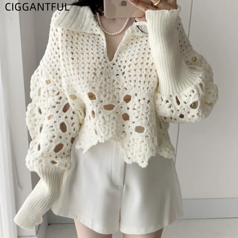 Autumn Winter Jumper Sweet Heavy Industry Hollow Crochet Design Loose Lantern Sleeve Knitted Sweater Female Korean Chic Pullover
Autumn Winter Jumper Sweet Heavy Industry Hollow Crochet Design Loose Lantern Sleeve Knitted Sweater Female Korean Chic Pullover