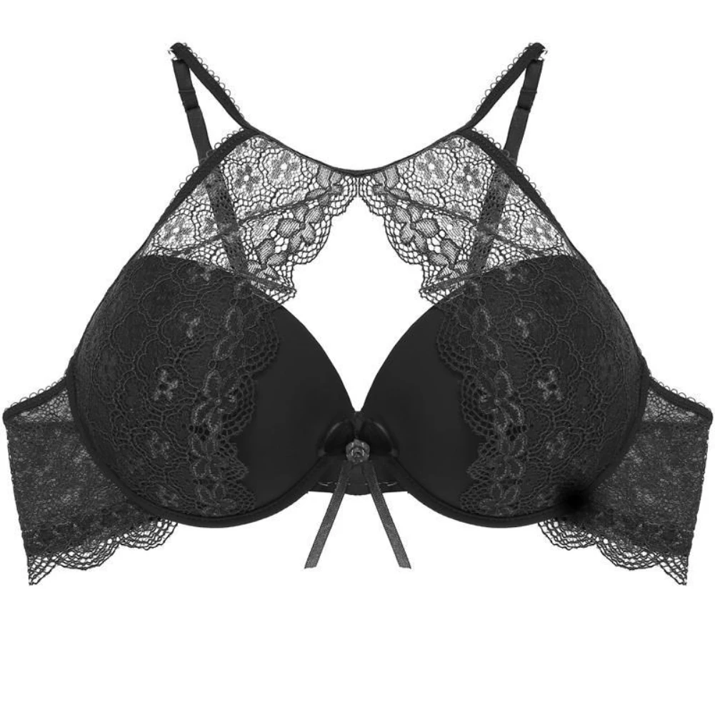 Women Sexy Solid Color No Pad Underwired Push up Halter Lace See Through Bra
Women Sexy Solid Color No Pad Underwired Push up Halter Lace See Through Bra