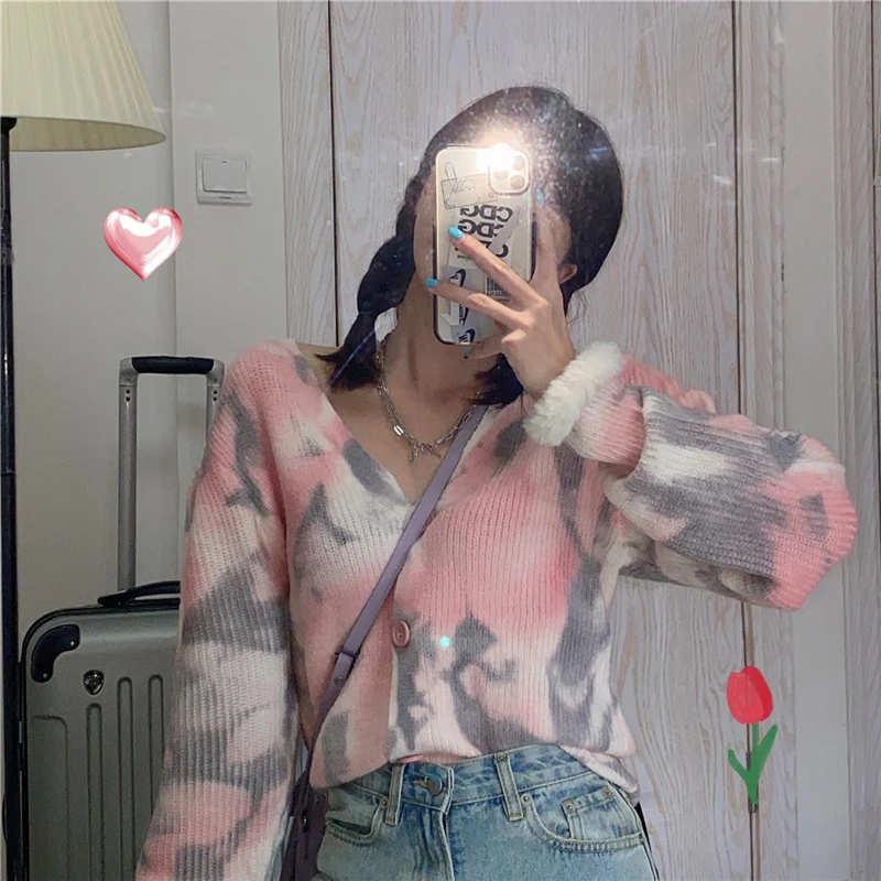 All Matched Tie-dye Women Knitted Cardigan V Neck Loose Style Female Sweater Fashion Chic Outwear
All Matched Tie-dye Women Knitted Cardigan V Neck Loose Style Female Sweater Fashion Chic Outwear