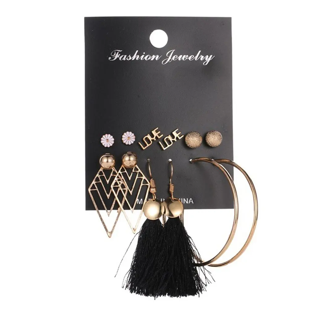 Women's Fashion Earring Set Ethnic Style Series Retro Tassel Geometric Stud Earrings Set Fashion Earrings Jewelry
Women's Fashion Earring Set Ethnic Style Series Retro Tassel Geometric Stud Earrings Set Fashion Earrings Jewelry
