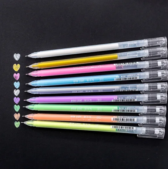 9 шт., гелевые ручки с белыми чернилами, 0,6 мм
9 шт., гелевые ручки с белыми чернилами, 0,6 мм