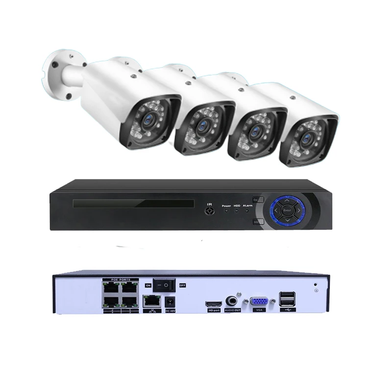 H.265 4CH POE NVR System1080P IP камера комплект для наружного водонепроницаемого ONVIF P2P