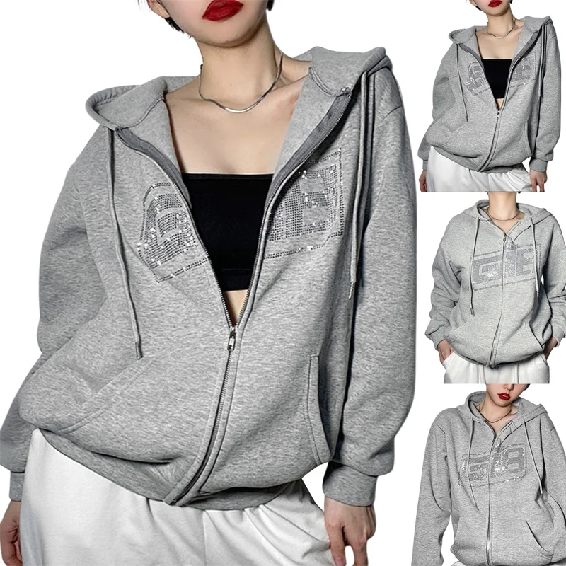 2021 осень/зима женские толстовки на молнии, женские повседневные свободные свитшоты с длинным рукавом и буквенным принтом, Женское пальто, к...
2021 осень/зима женские толстовки на молнии, женские повседневные свободные свитшоты с длинным рукавом и буквенным принтом, Женское пальто, к...