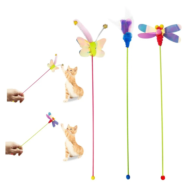 Interactive Cat Toys Insect Series Funny Tease Stick Bite Resistant Molar Playing Kitten Training Play Feather Wand Pet Products 
Interactive Cat Toys Insect Series Funny Tease Stick Bite Resistant Molar Playing Kitten Training Play Feather Wand Pet Products