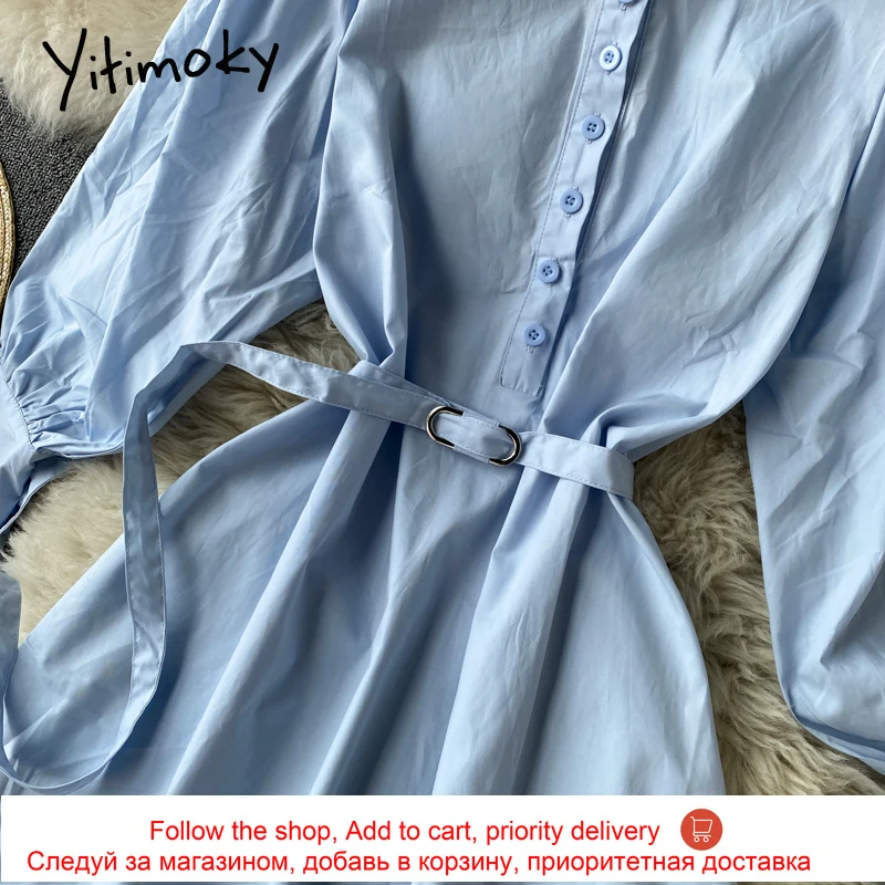 Yitimoky Fashion Lace Up High Waist Dresses Women Button Up Puff Sleeve Stand A-Line Solid Clothing 2021 Spring Korean New Dress
Yitimoky Fashion Lace Up High Waist Dresses Women Button Up Puff Sleeve Stand A-Line Solid Clothing 2021 Spring Korean New Dress