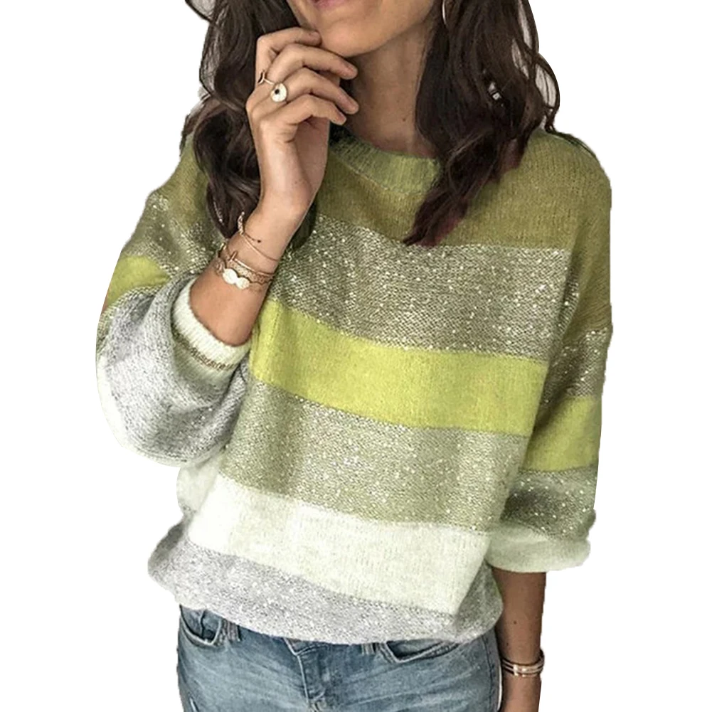 Fashion Women Striped Sweater Winter Warm Pullover Top Long Sleeve Casual Knitwear Elegant Ladies Loose Sweater Streetwear
Fashion Women Striped Sweater Winter Warm Pullover Top Long Sleeve Casual Knitwear Elegant Ladies Loose Sweater Streetwear