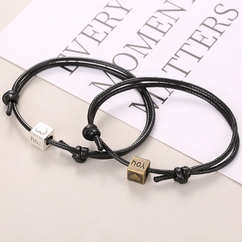 1 Pair Package Simple Couple Bracelet Vintage Distressed Bronze Antique Silver Love You Large-hole Bead Bracelet Fashion Jewelry
1 Pair Package Simple Couple Bracelet Vintage Distressed Bronze Antique Silver Love You Large-hole Bead Bracelet Fashion Jewelry