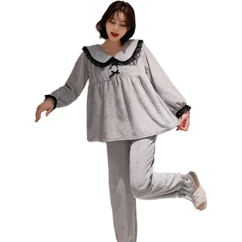 Pink Pajamas Suit Winter Thick Flannel Nightwear 2PCS Sleep Set Intimate Lingerie New Arrival Women Pyjamas Home Clothing
Pink Pajamas Suit Winter Thick Flannel Nightwear 2PCS Sleep Set Intimate Lingerie New Arrival Women Pyjamas Home Clothing