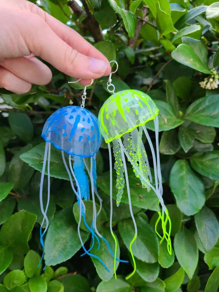Серьги Jellyfish яркий Яркий неоновый светящийся орнамент для подводной морской