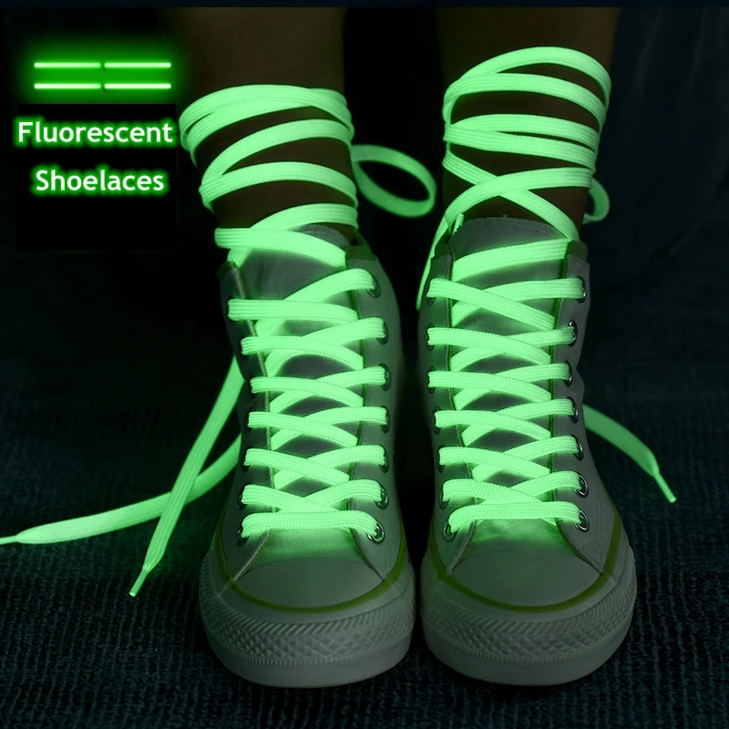 

2 @ #1 Пара светящихся шнурков, плоские светящиеся шнурки для кроссовок, дневные флуоресцентные шнурки 100/120 метра