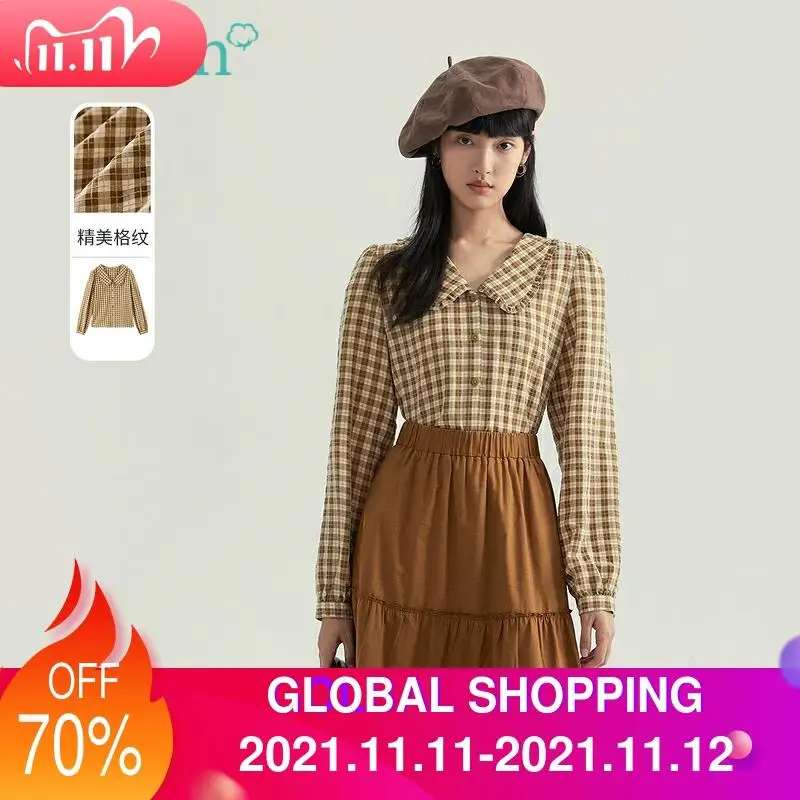 INMAN осенне-Весенняя женская рубашка с отложным воротником в стиле ретро, клетчатая женская блузка с длинными рукавами и пуговицами в британ...
INMAN осенне-Весенняя женская рубашка с отложным воротником в стиле ретро, клетчатая женская блузка с длинными рукавами и пуговицами в британ...