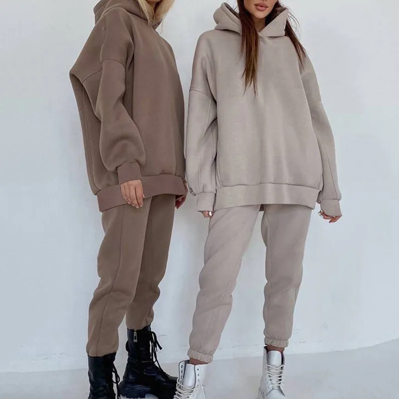 Casual Women Fleece Tracksuit Autumn Winter Loose Suits Hoodies Pullover Sweatshirt And High Waist Pants Two Piece Set
Casual Women Fleece Tracksuit Autumn Winter Loose Suits Hoodies Pullover Sweatshirt And High Waist Pants Two Piece Set