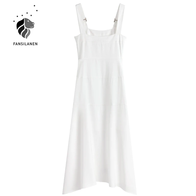 FANSILANEN Sleeveless elegant long white linen dress Women office lady slim summer dress Female asymmetrical sexy boho dress
FANSILANEN Sleeveless elegant long white linen dress Women office lady slim summer dress Female asymmetrical sexy boho dress