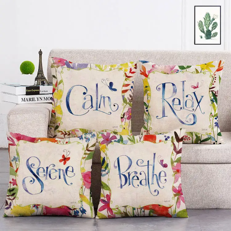 Cotton Letter Calm Relax Serene Breathe Cushions Pillow Case 45Cmx45Cm Square Office Chair Cushion Cover T41
Cotton Letter Calm Relax Serene Breathe Cushions Pillow Case 45Cmx45Cm Square Office Chair Cushion Cover T41