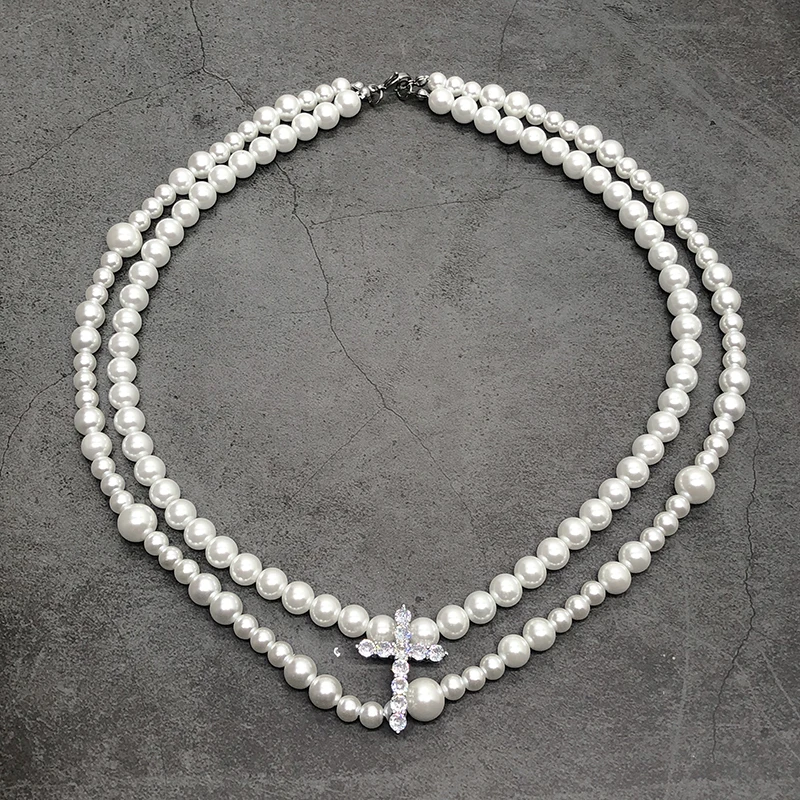 New Fashion Jewelry Multi-layer Pearl Necklace For Women Zircon Cross Pendant Necklace For Men Popular Hip Hop Ornaments
New Fashion Jewelry Multi-layer Pearl Necklace For Women Zircon Cross Pendant Necklace For Men Popular Hip Hop Ornaments