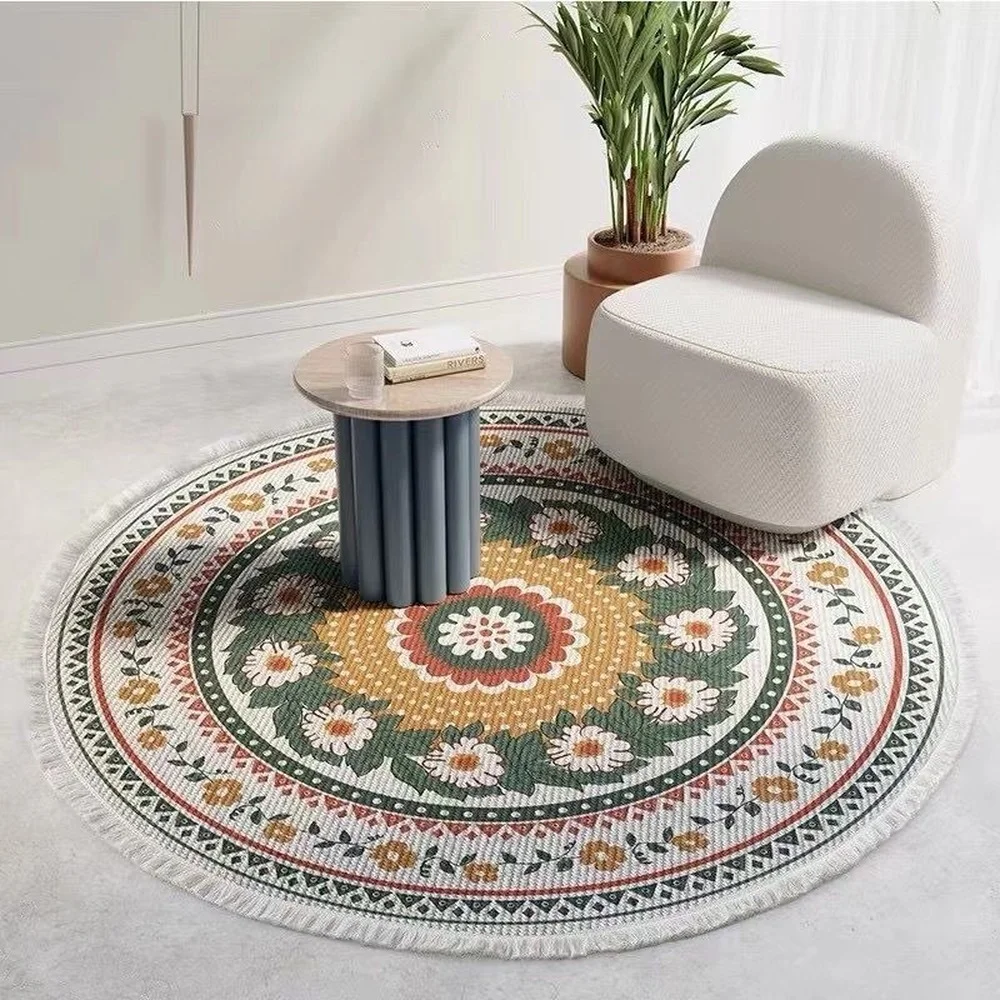 Nordic Retro Round Carpet Printed Linen Knitted Rug Bedroom Living Room Sofa Home Decorative Rugs Anti Slip Bedside Floor Mat
Nordic Retro Round Carpet Printed Linen Knitted Rug Bedroom Living Room Sofa Home Decorative Rugs Anti Slip Bedside Floor Mat