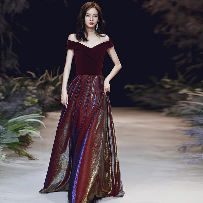 New Evening Dresses Boat Neck A-line Floor-length Off the Shoulder Velour Simple Plus size Customized Woman Formal Dress A153
New Evening Dresses Boat Neck A-line Floor-length Off the Shoulder Velour Simple Plus size Customized Woman Formal Dress A153