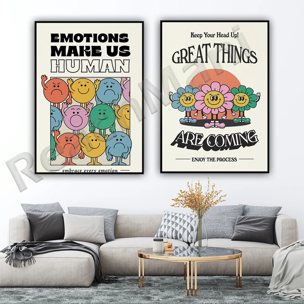 

Emotions Make Us Human Wall Art Picture Poster Keep Your Head Up Great Things are Coming Canvas Painting And Prints Home Decor
