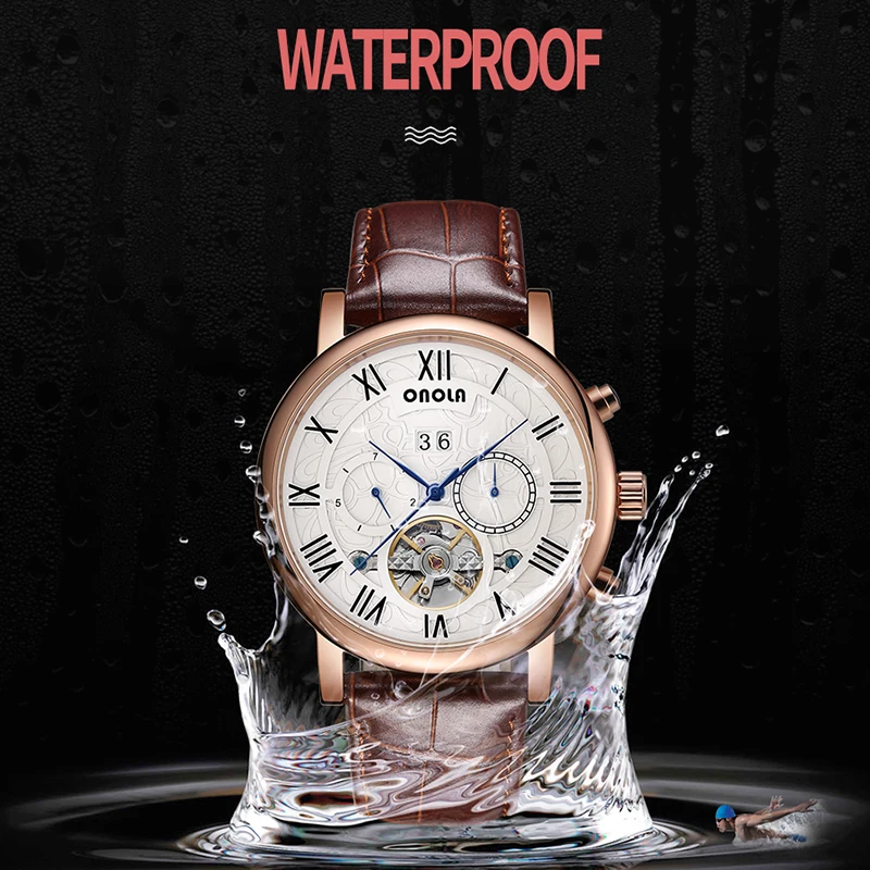 ONOLA Mechanical Watch man top brand Automatic wrist watch date clock waterproof leather business mens watches Relogio Masculino
ONOLA Mechanical Watch man top brand Automatic wrist watch date clock waterproof leather business mens watches Relogio Masculino