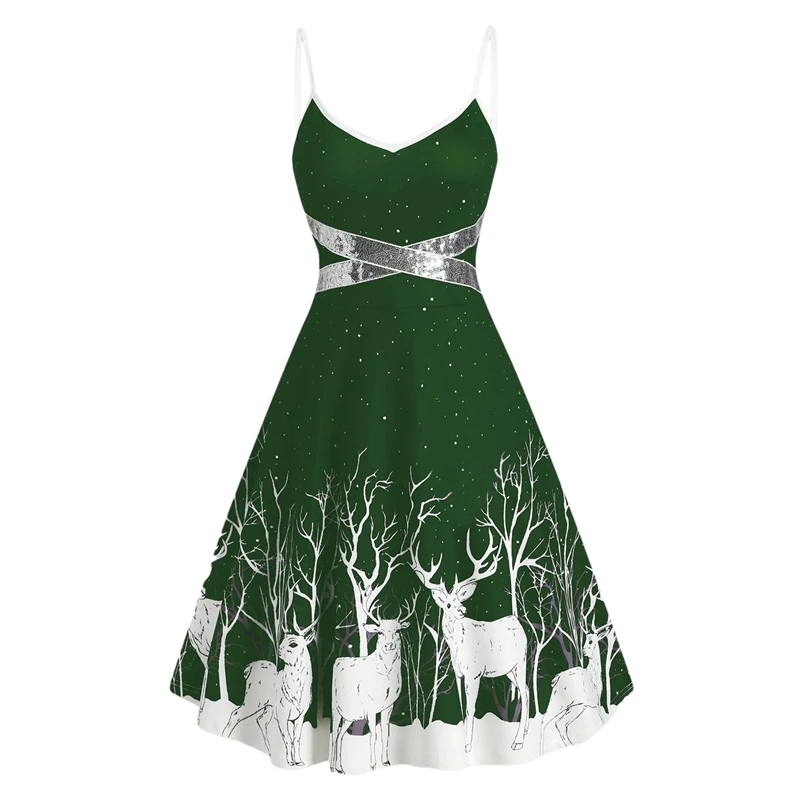 Women Elk Print Dress Sexy V Neck Spaghetti Strap Backless Ladies Summer Dress Female High Waist Sleeveless Ankle Length Dress
Women Elk Print Dress Sexy V Neck Spaghetti Strap Backless Ladies Summer Dress Female High Waist Sleeveless Ankle Length Dress
