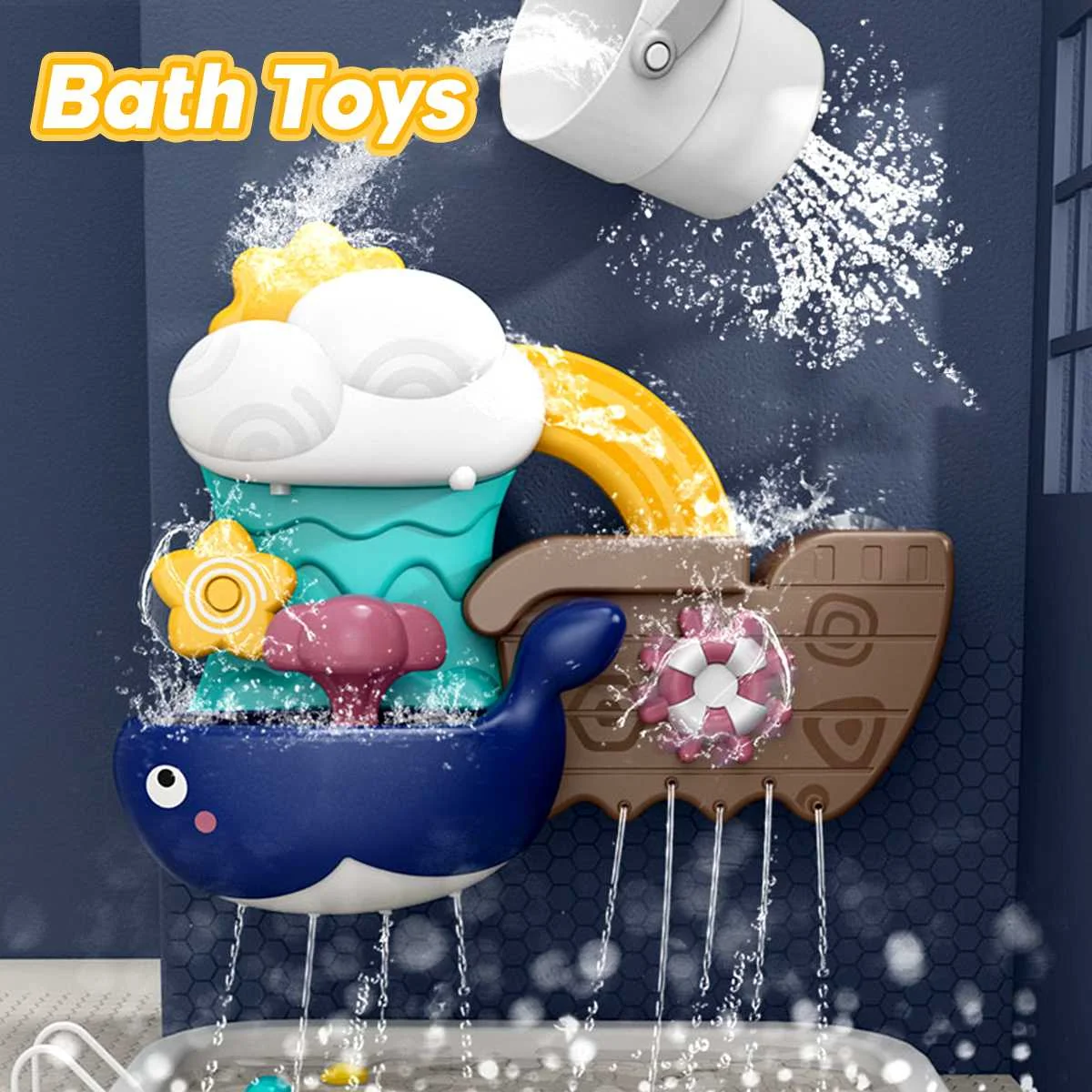 Bath Toys Baby Bathroom Toys Water Waterfall Bathtub Kids Play Water Games Tool Shower Wall Suction Set Bath Toy for Children
Bath Toys Baby Bathroom Toys Water Waterfall Bathtub Kids Play Water Games Tool Shower Wall Suction Set Bath Toy for Children