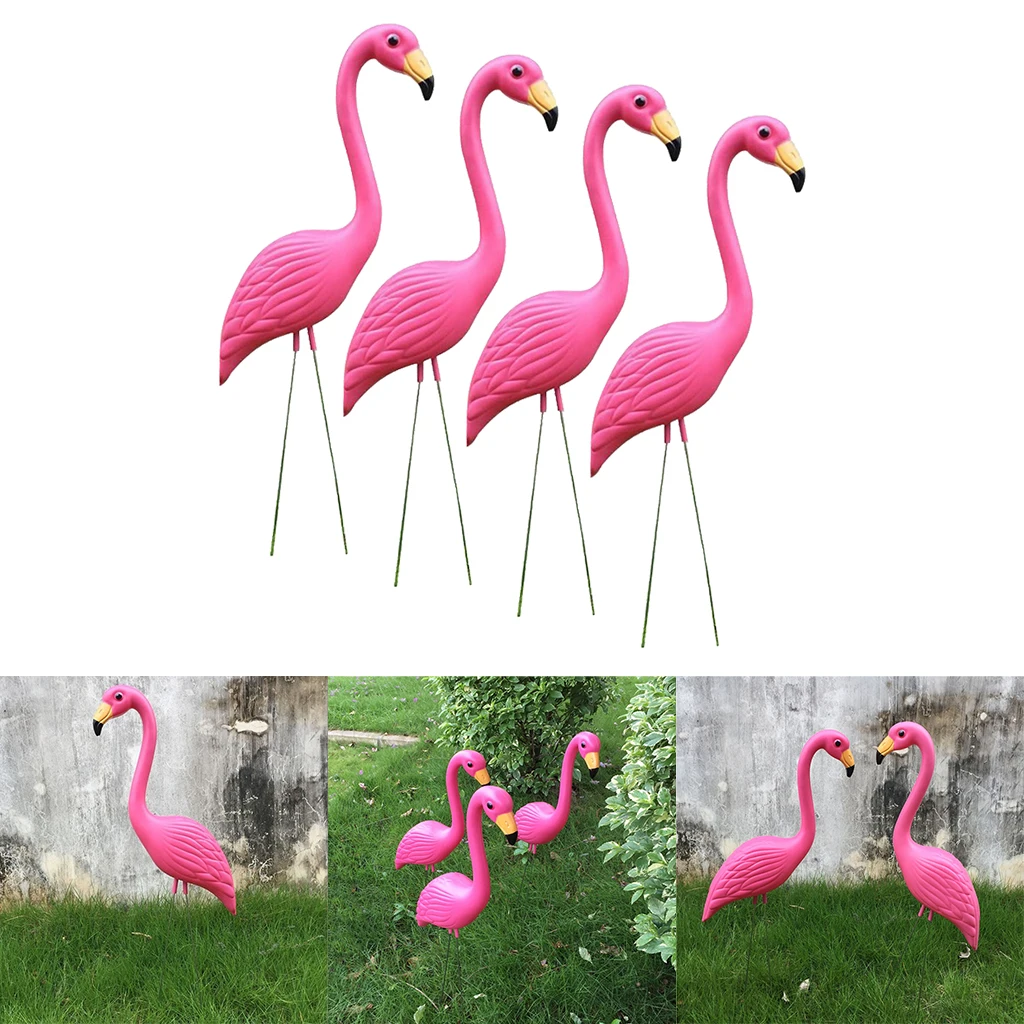 

4PCS Lawn Ornament Pink Flamingo Ture to Nature Plastic Garden Animals Home Party Wedding Decor