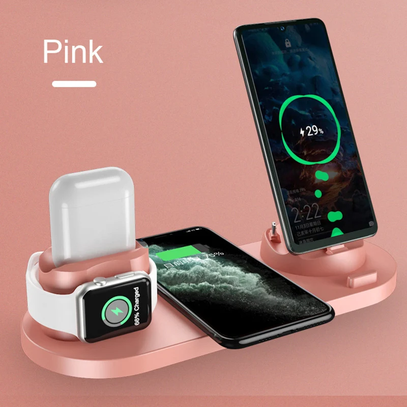 10W Qi Wireless Charger Station 6 In 1 For iPhone Airpods Micro USB Type C Stand Phone Chargers For Apple Watch Airpods Charging
10W Qi Wireless Charger Station 6 In 1 For iPhone Airpods Micro USB Type C Stand Phone Chargers For Apple Watch Airpods Charging