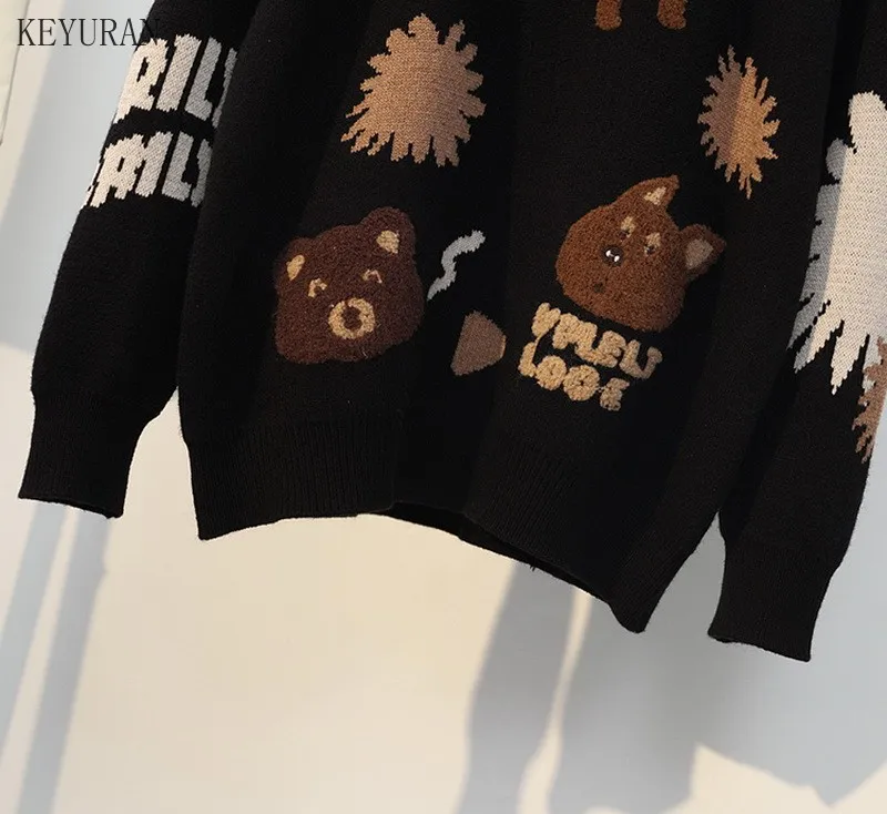 Oversize Vintage Autumn Winter New Cartoon Jacquard Design Women Black Pullovers Sweater Long Sleeve Ladies Knitted Jumpers Tops
Oversize Vintage Autumn Winter New Cartoon Jacquard Design Women Black Pullovers Sweater Long Sleeve Ladies Knitted Jumpers Tops
