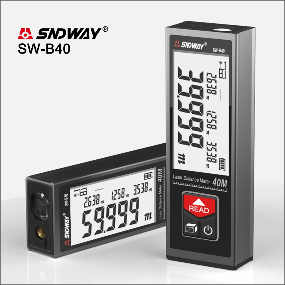 

SNDWAY Laser Distance Meter 40M 50M 60M Rangefinder Electronic Roulette Laser Digital Tape Rangefinder Trena Tape Measure SW-B40