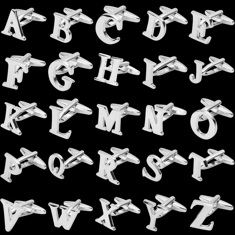 Men's Shirt Cufflinks High Quality A-Z 26 Letter Silvery Business For Gentlemen French Cuff Links Hand Engraving Jewelry 
Men's Shirt Cufflinks High Quality A-Z 26 Letter Silvery Business For Gentlemen French Cuff Links Hand Engraving Jewelry