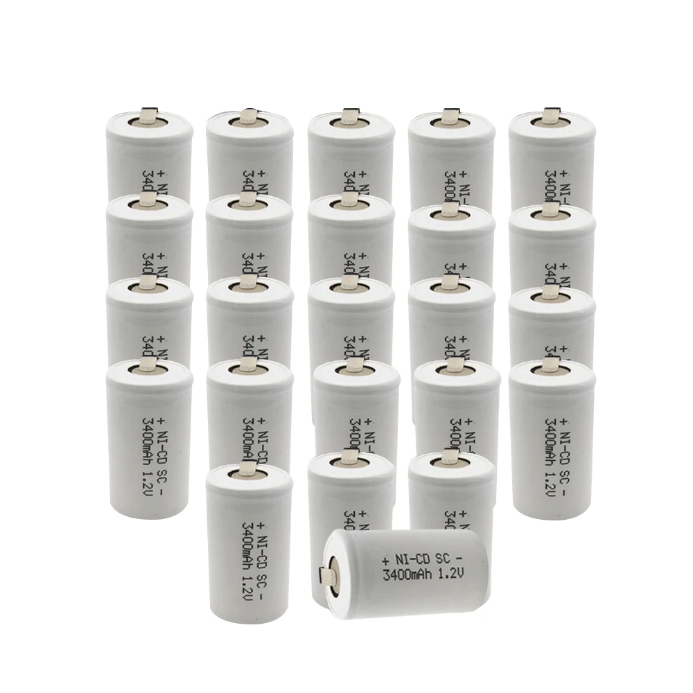 SUB 24pcs 1.2V SC S C 3400mAh Sub C Ni-Cd Rechargeable Battey NiCd SUBC Cells Screwdriver Electric Drill SC Batteries Power Tool
SUB 24pcs 1.2V SC S C 3400mAh Sub C Ni-Cd Rechargeable Battey NiCd SUBC Cells Screwdriver Electric Drill SC Batteries Power Tool