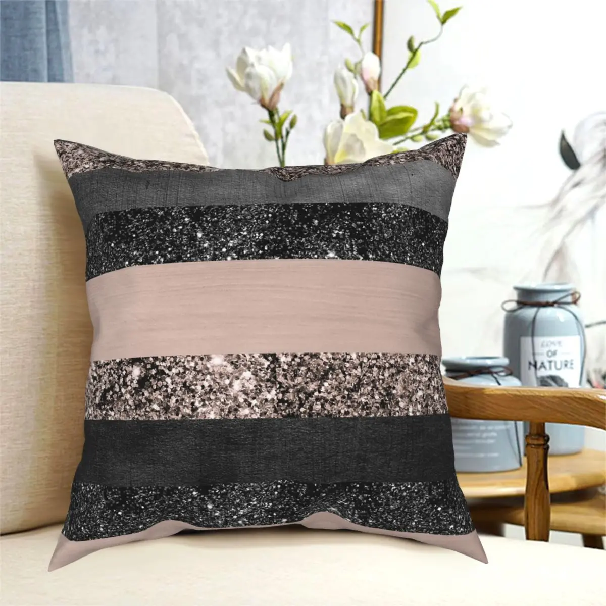 Blush Glitter Glam Stripes Pillowcase Creative Zip Decorative Throw Pillow Case Room Cushion Cover 18"
Blush Glitter Glam Stripes Pillowcase Creative Zip Decorative Throw Pillow Case Room Cushion Cover 18"