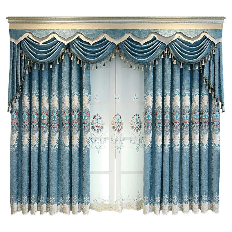 European Style Curtains for Living Dining Room Bedroom Luxury Embroidered Curtains Tulle Curtains Finished Product Customization
European Style Curtains for Living Dining Room Bedroom Luxury Embroidered Curtains Tulle Curtains Finished Product Customization