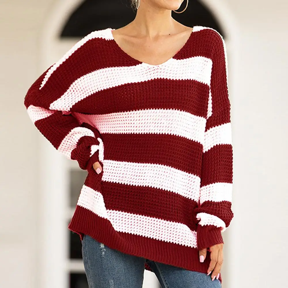 Knitted Sweater Women Pullover Spring Autumn Fashion Casual Stripe Long Sleeve O-Neck Lazy Sweater Sueter Mujer 2019 
Knitted Sweater Women Pullover Spring Autumn Fashion Casual Stripe Long Sleeve O-Neck Lazy Sweater Sueter Mujer 2019