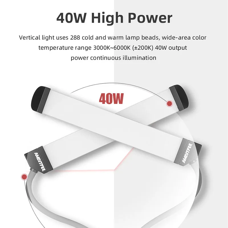 40W 3000K-6000K Double Arms Fill LED Light Strip LED Light With Tripod Holder for Photo Live Tiktok Double Professional Lighting 
40W 3000K-6000K Double Arms Fill LED Light Strip LED Light With Tripod Holder for Photo Live Tiktok Double Professional Lighting