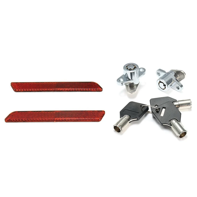2X Red Reflectors For Latch Lock Covers With 2X Hard Saddlebag Lock 3 Keys Set 
2X Red Reflectors For Latch Lock Covers With 2X Hard Saddlebag Lock 3 Keys Set