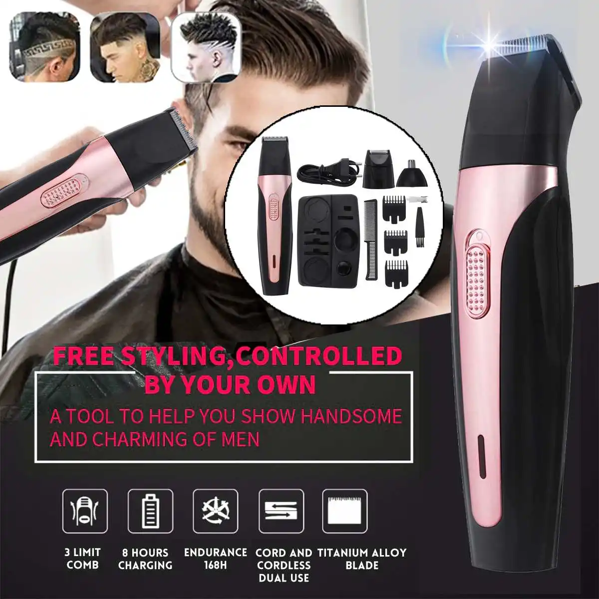 Electric Hair Clipper Rechargeable Low Noise Hair Trimmer Hair Cutting Machine Beard Shaver Trimer For Men Barber Hair Shaving 
Electric Hair Clipper Rechargeable Low Noise Hair Trimmer Hair Cutting Machine Beard Shaver Trimer For Men Barber Hair Shaving