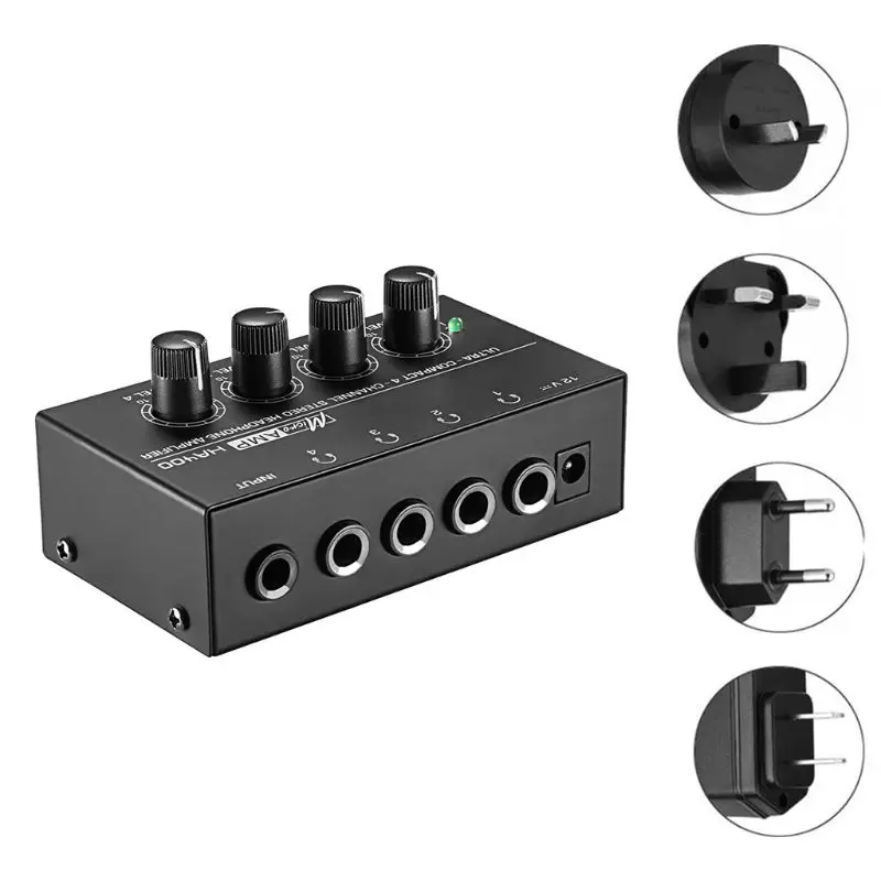 

HA400 4 Channels Mini Stereo Headphone Amplifier with Power Adapter US/UK/EU/AU 203A