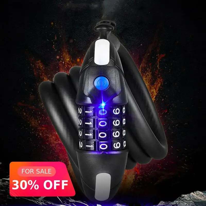 Bike Lock MTB Bicycle password Cable wire Lock chain Steel led light security Bike Cycling color safe Lock pad combination
Bike Lock MTB Bicycle password Cable wire Lock chain Steel led light security Bike Cycling color safe Lock pad combination