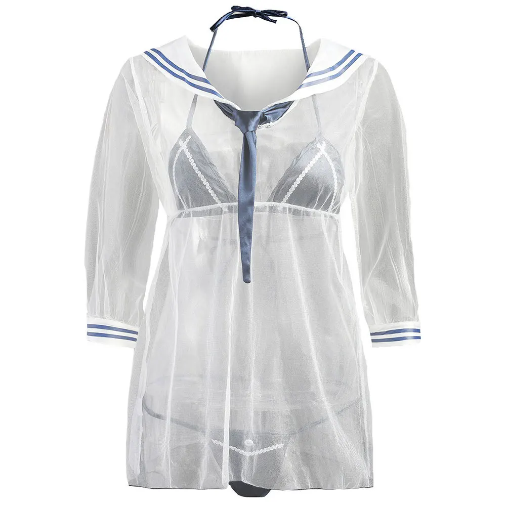 Sexy lingerie light and perspective tulle sexy and fresh Navy style sexy pajamas made clothing sets
Sexy lingerie light and perspective tulle sexy and fresh Navy style sexy pajamas made clothing sets