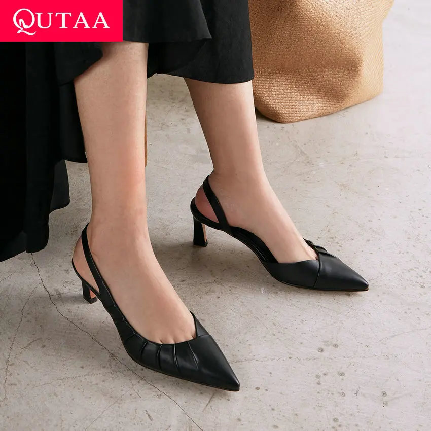 QUTAA 2021 Back Strap Pointed Toe Elegant Summer Female Shoes Sexy High Heel Genuine Leather Slingback Women Sandals Size 34-40
QUTAA 2021 Back Strap Pointed Toe Elegant Summer Female Shoes Sexy High Heel Genuine Leather Slingback Women Sandals Size 34-40