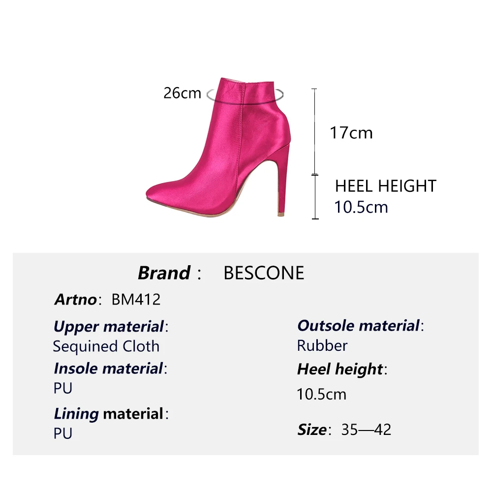 BESCONE Elegant Fashion Women Boots Zipper Super High Thin Heels Ankle Solid High Quality Pointed Toe Shoes Stylish Boots BM412
BESCONE Elegant Fashion Women Boots Zipper Super High Thin Heels Ankle Solid High Quality Pointed Toe Shoes Stylish Boots BM412