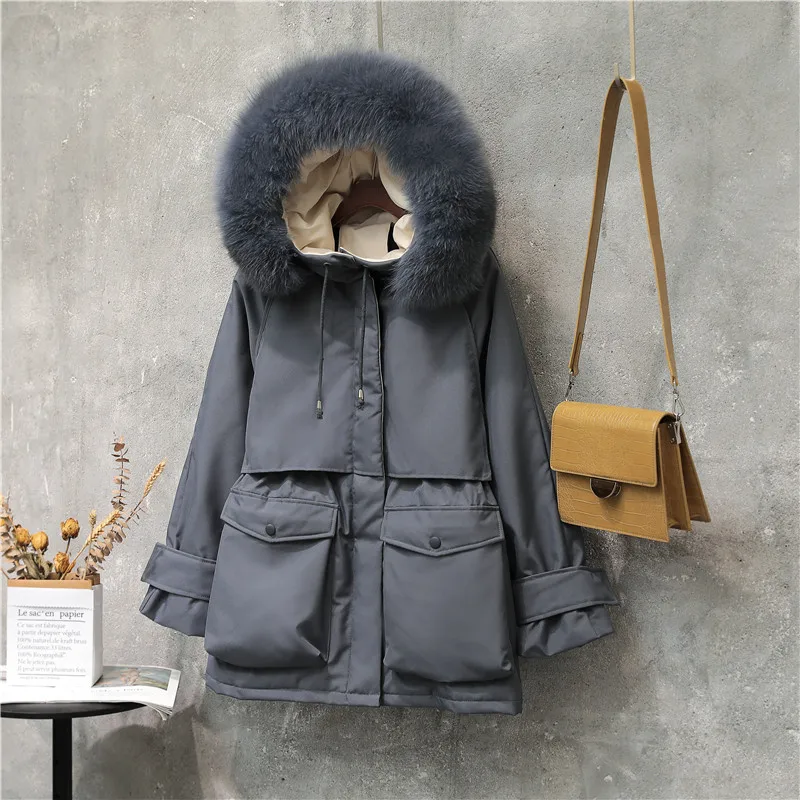 Women's Thickened Down Jacket 90% White Thick Warm Parkas Female Outerwear Large Natural Raccoon Fox Fur Hooded Winter Coat
Women's Thickened Down Jacket 90% White Thick Warm Parkas Female Outerwear Large Natural Raccoon Fox Fur Hooded Winter Coat