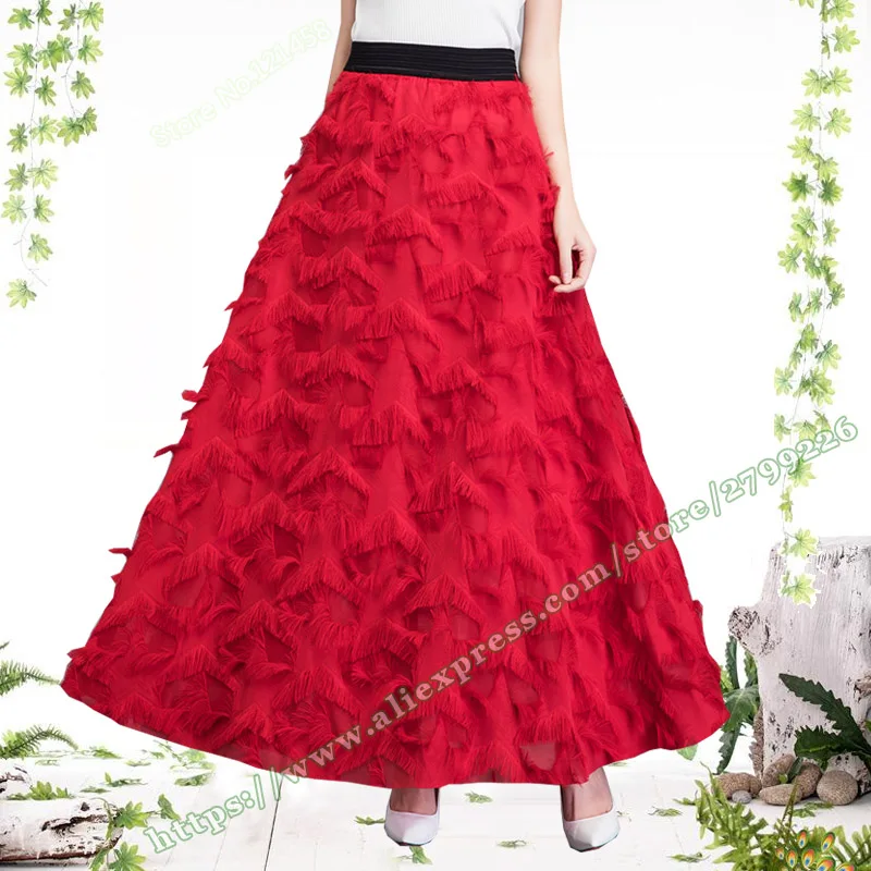 Summer Women 2021 New Feather Fringed Plus Size 5XL 6XL Fashion Red Chiffon Skirt Mid-length A-Line Long Maxi Skirts for Womens
Summer Women 2021 New Feather Fringed Plus Size 5XL 6XL Fashion Red Chiffon Skirt Mid-length A-Line Long Maxi Skirts for Womens